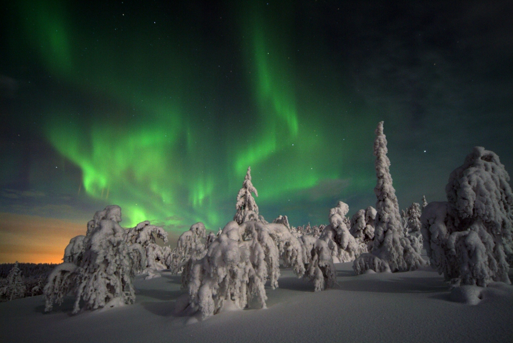 aurores boréales en laponie, finlande