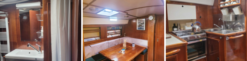 Intérieur du voilier Davai pour un voyage croisière en petit bateau